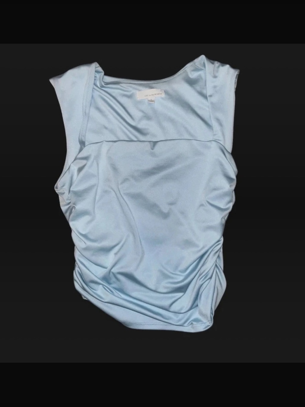 Ruched Square-Neck Camisole in Light Blue